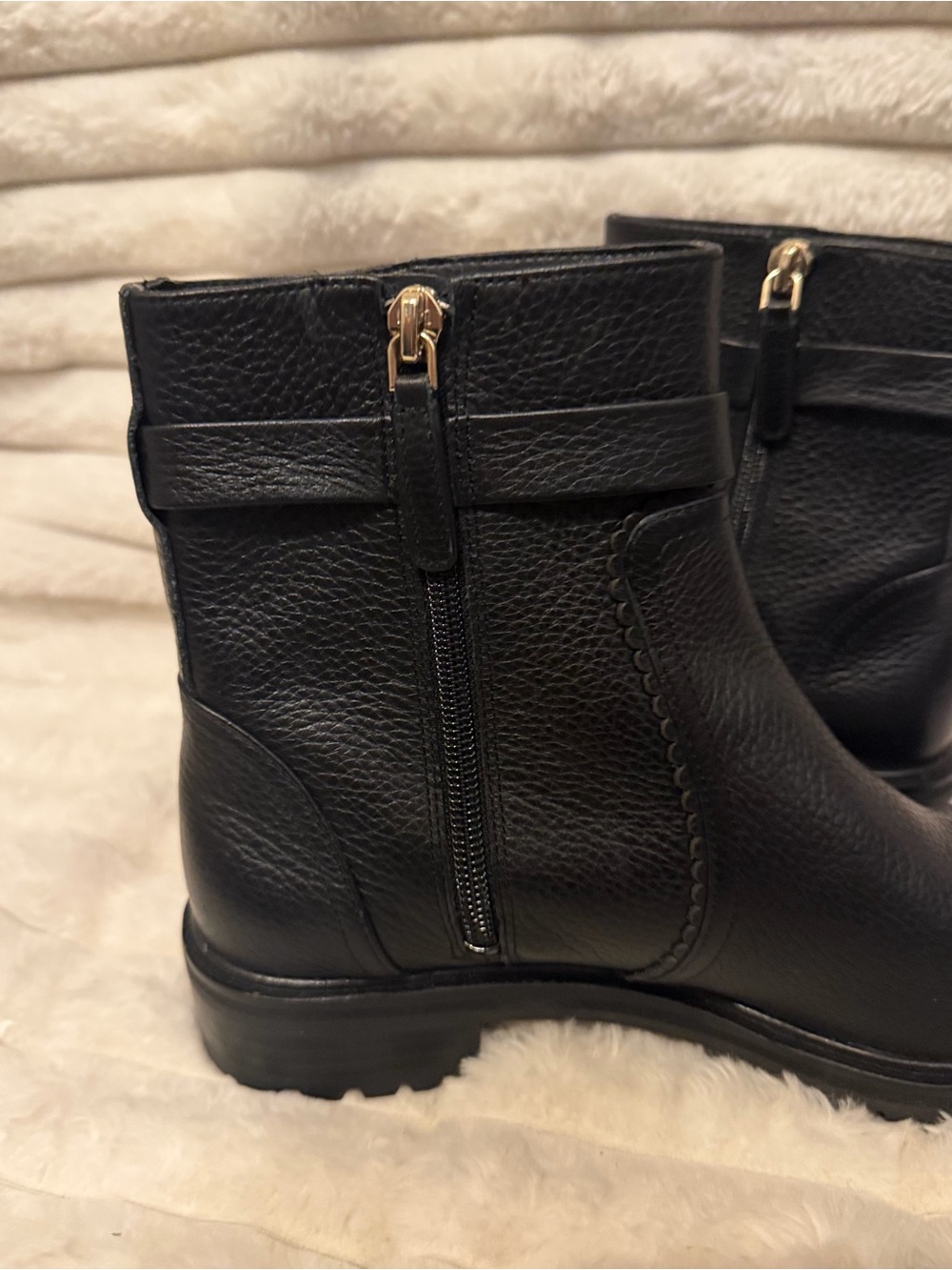 kate spade Black Leather Ankle Booties with Gold Accent - Picture 7 of 9